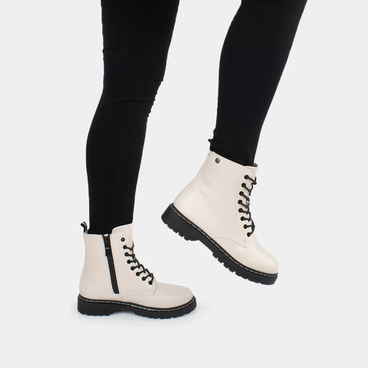 Beige Vegan Military Boot